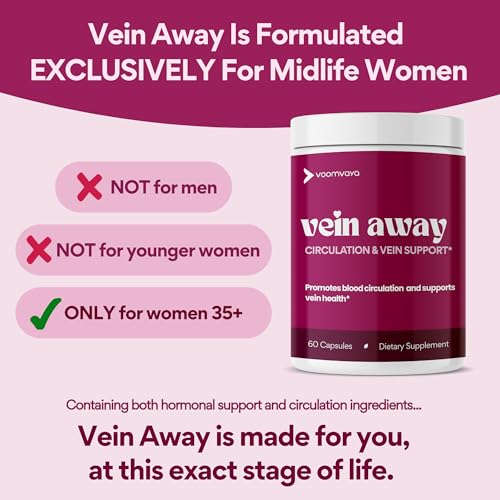VoomVaya Vein Away - Vein Support Supplement for Women 35+, 60 Capsules