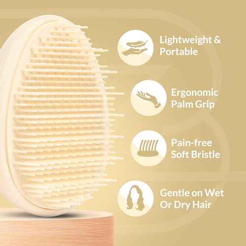 Travel Hairbrush - Mini Hair Detangler for Women Teens Kids - Sensory Scalp Massager - Small Portable Comb - Thick, Curly, Straight, Wet, Dry - Compact Detangler - Purse Essentials