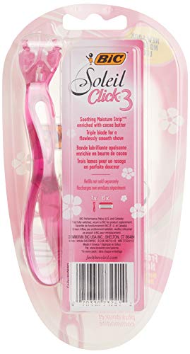 BIC Click 3 Soleil Women's Disposable Razors, 12 Pack with Moisture Strip & 3 Blades
