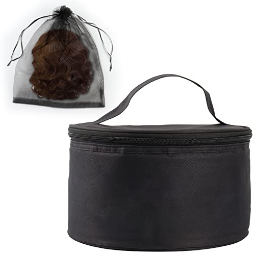 Wig Travel Case,Foldable Round Wig Box,Lightweight and Durable Travel Makeup Case for Men & Women