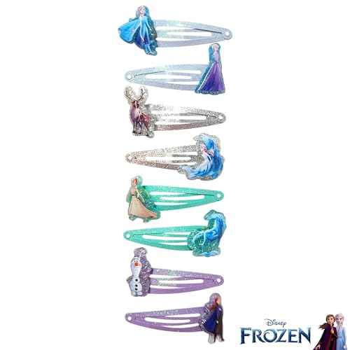 LUV HER Frozen Hair Clips for Girls Snap Clips 8 Pack Multi Color Ages 3+