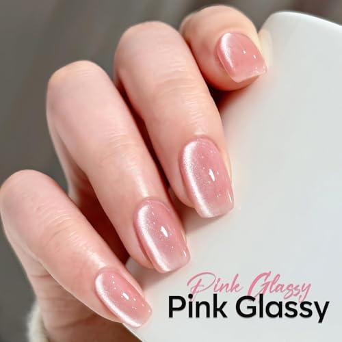 Modelones Pink Cat Eye Gel Nail Polish 9D Cateye with Magnet - A02-Pink