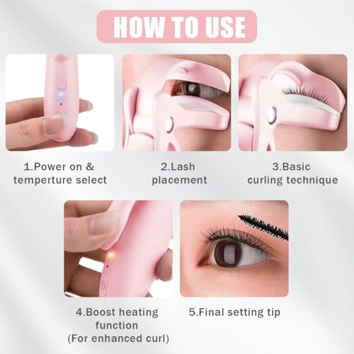 Pinkiou Electric Heated Eyelash Curler - USB-C Rechargeable & Travel-Friendly