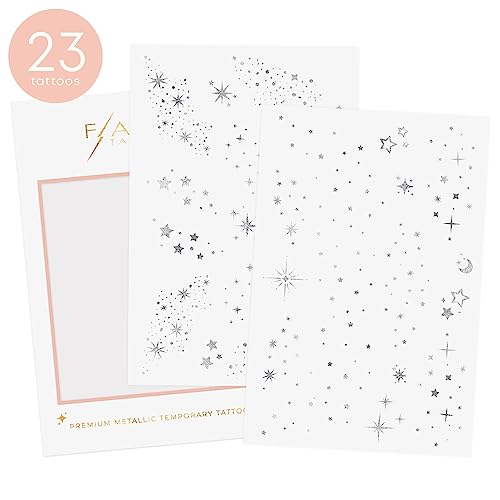 Flash Tattoos Fairy Dust Silver Glitter Freckles - 23 Metallic Face Patches