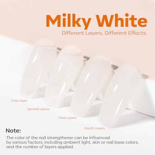 Modelones Nail Strengthener Polish – Milky White Repair for Damaged Nails