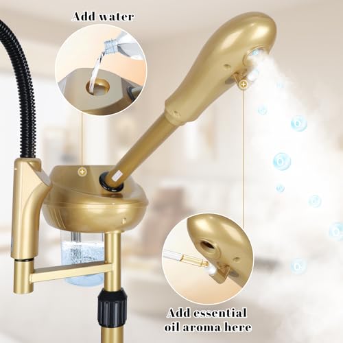 Professional Facial Steamer with Adjustable Height, Magnifier Light
