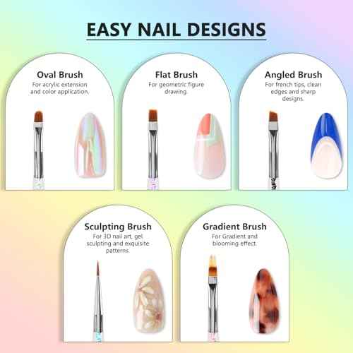Nail Art Brushes and Dotting Tools, 10pcs Nail Art Design Tool Set, Nail Brushes for Nail Art, French Tip Brush, Liner Brush, Gel Polish & Builder Brush, Manicure Tools for Salon Use & Home DIY