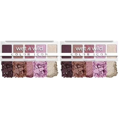 wet n wild Color Icon Eyeshadow Makeup 5 Pan Palette, Matte, Shimmer, Metallic, Long Wearing, Rich Buttery Pigment, Cruelty Free - Petalette (Pack of 2)