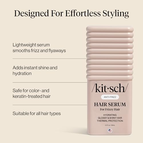 Kitsch Lightweight Anti-Frizz Hair Serum & 450°F Heat Protectant (2.3 oz)