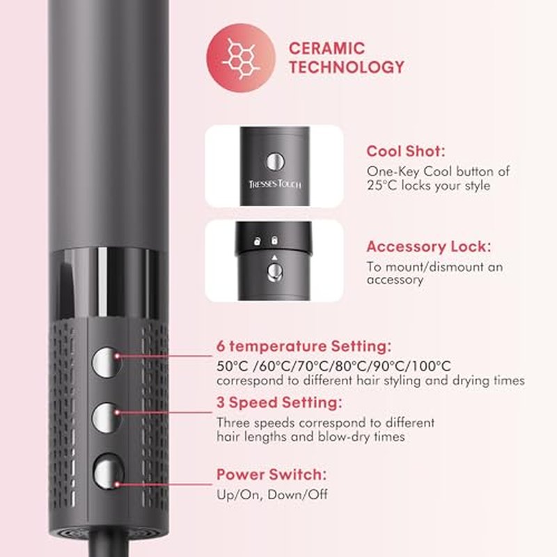 6-in-1 Hair Dryer Brush Set with Auto-Winding Curling Irons