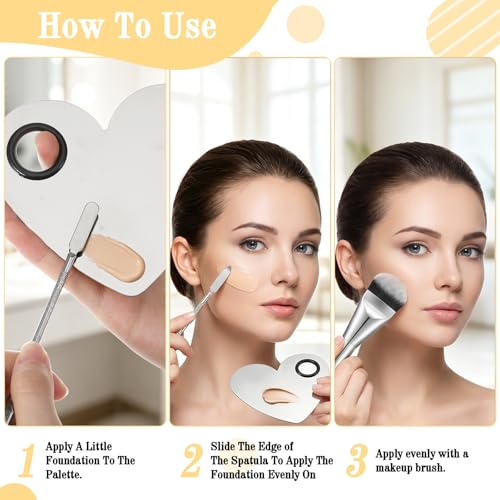 Makeup Mixing Palette Set with Spatula, Brush & Puff - 4PCS