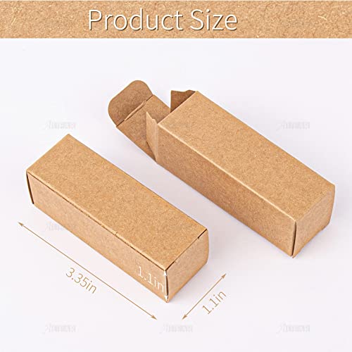 AUEAR, 50 Pack Kraft Paper Lipstick Boxes Empty Lip Gross Box 3.35"x1.1"x1.1" Rectangle Balm Perfume Essence Oil Packaging Cases for DIY Gloss Gift Packing