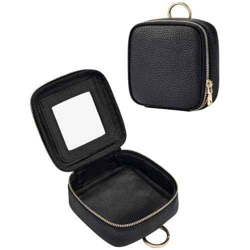 Clear Cosmetic Bag Double Layer Travel Toiletry Bag Clear Makeup Bag Case with 4 Compartments, Transparent Travel Bag for Toiletries, Large Toiletry Bag for Women Cosmetic Case (Black, Mini)