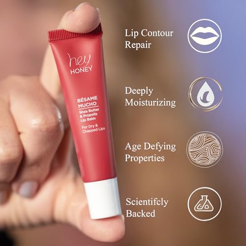 Hey Honey Skincare B?same Mucho Shea Butter & Propolis Lip Balm | Intensive Hydration for Dry, Chapped Lips, Natural Moisturizing Lip Repair Treatment | 0.5 oz