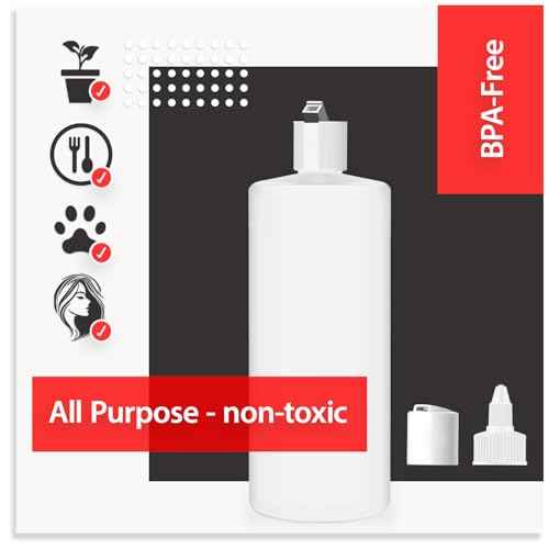 Bar5F 33.8oz 3-Pack Large HDPE Plastic Bottles with 9 Caps in 3 Styles | Pump, Squeeze, Squirt | Shampoo, Conditioner, Condiments, Ketchup, Bleach, Cleaners, Alcohol, Food Safe | BPA-Free, 1 Liter