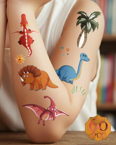 Dinosaur Temporary Tattoos for Kids - 60 Pack