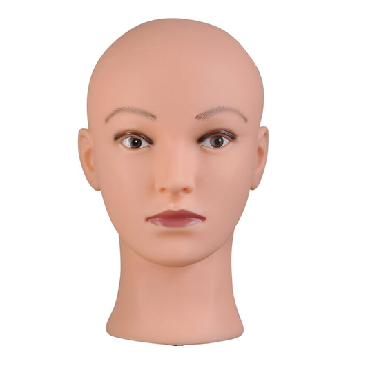 hairyhme Bald Mannequin Head, Female Head for Wig Making and Display Professional Cosmetology Model Head Orange Skin (D-Orange-21inch)