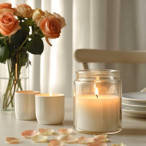 KEYWING 8oz Clear Glass Candle Jars with Metal Lids (30-Pack)