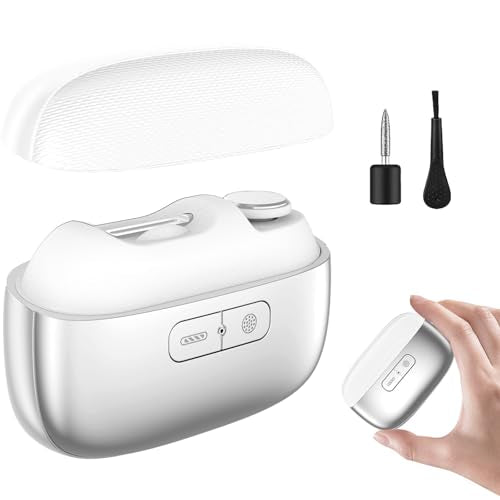 3-in-1 Automatic Nail Polisher with LED Light with Polishing Automatic Nail Clippers with Magnetic Lid USB Rechargeable £¬Portable Smart Nail Clipper for Thick Toenails Seniors, Adults (White)