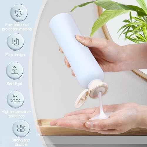 3Pcs 8.8oz Flip Top Squeeze Bottles,Reusable and Refillable Leak Proof Travel Bottles,For Lotions,Facial Creams,Shampoos,Hair Conditioner (Blue)