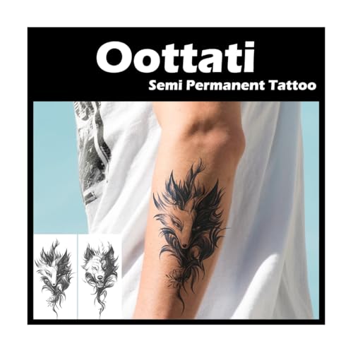 Fox Wolf Temporary Tattoo Stickers - 2 Sheets, Waterproof, 5-7 Days