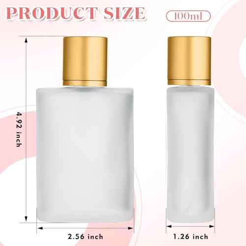 Tessco for you 12 Pcs 100ml / 3.4 Ounces Frosted Glass Bottle Perfume Atomizer Refillable Spray Empty Perfume Dispenser Fine Mist Atomizer Cosmetic Container for Travel Men Women(Gold)