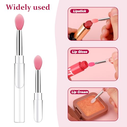 10Pcs Silicone Lip Brushes with Caps - Lipstick Applicator Tool