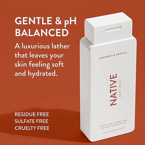 Generic Native Body Wash, Coconut & Vanilla, Sulfate and Paraben Free, with Naturally Derived Clean Ingredients Leaving Skin Soft and Hydrating, 18 oz - Pk of 01