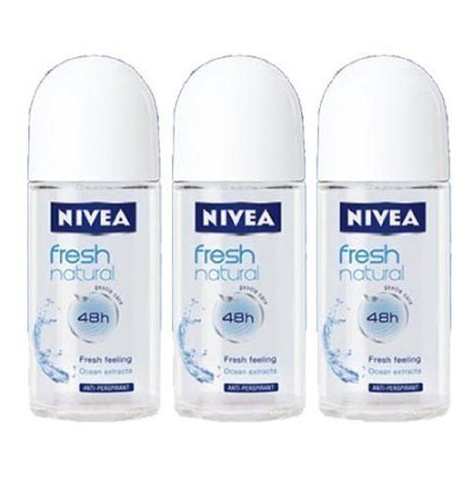 Nivea Fresh Natural 48 Hours Deodorant Roll on 50 Ml | (3 Pack)