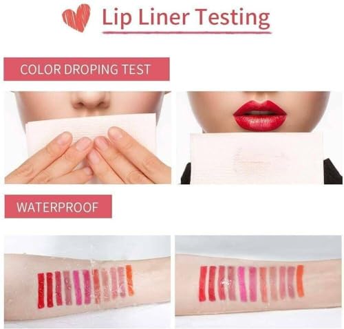 12-Piece Lip Liner Set - Long Lasting Waterproof Matte
