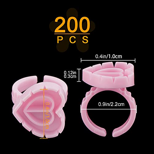Lash Glue Rings, [200PCS] Smart Glue Cup for Lash Extension Supplies, Eyelash Heart Glues Rings for Volume Fan, Blossom Fanning Cups, Eyelash Extension Supplies, Lashes Supplies for Lash Tech