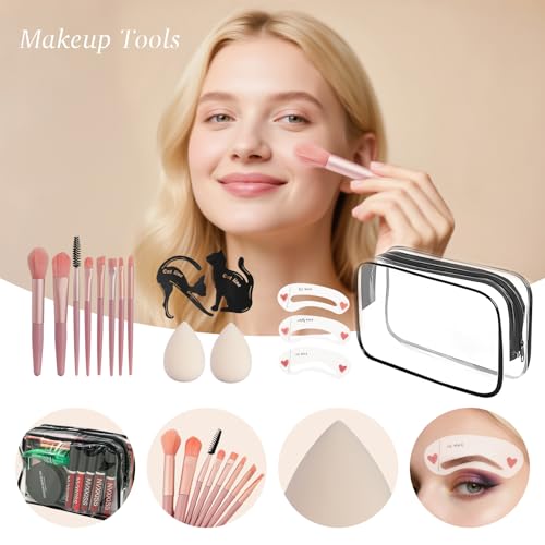 All-in-One Makeup Kit - 40 Colors Eyeshadow, Foundation & Brushes