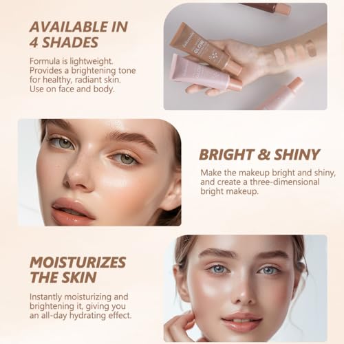 Natural Glow Illuminator Glotion - Multipurpose Hydrating Makeup Highlighter (Fair, 01)