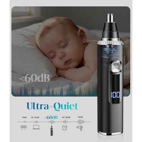 Nose Hair Trimmer for Men and Women, Type-C Rechargeable Precision Groomer with Double-Edged Blades, Painless & IPX7 Waterproof Design for Nose, Ears, Eyebrows and Facial Hair