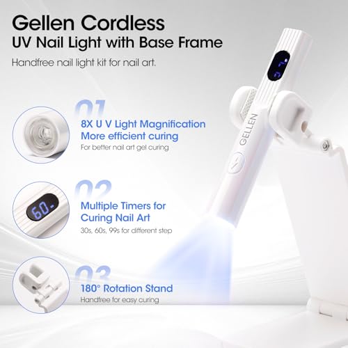 Gellen Mini UV Nail Lamp - Cordless Rechargeable with 3 Timers