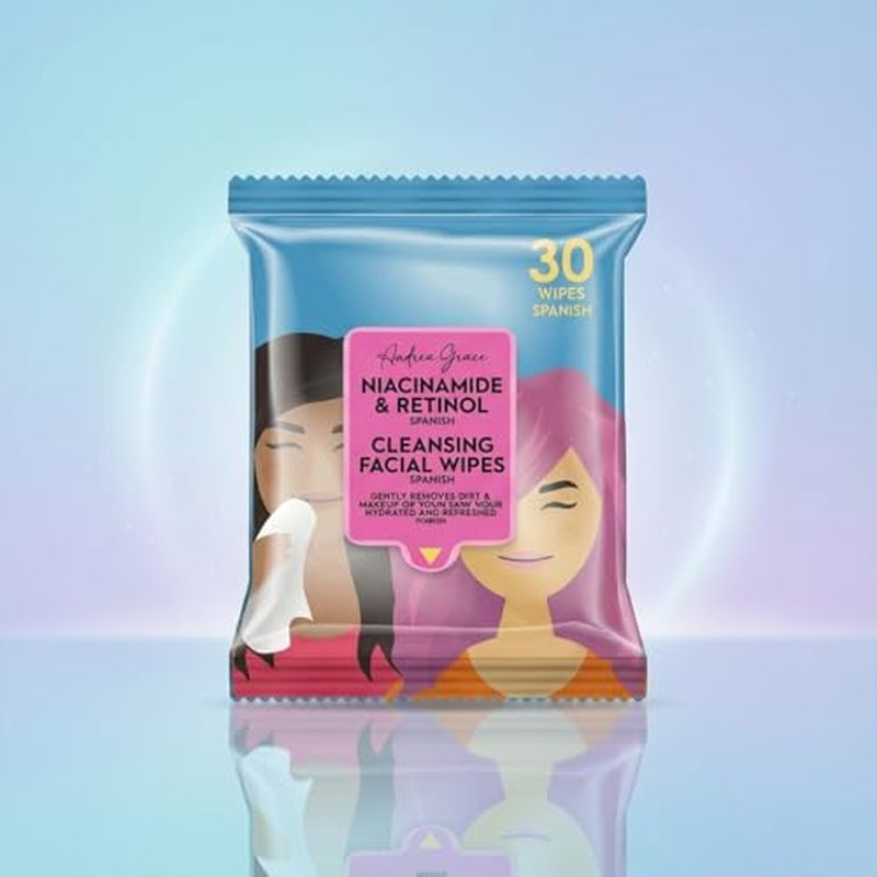 Andrea Grace Cleansing Face Wipes - 4 Pack Makeup Remover with Collagen & Peptides