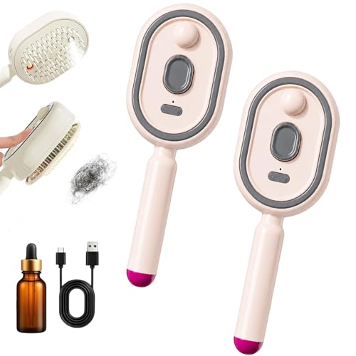 Rechargeable Electric Spray & Massage Hair Brush - Pink
