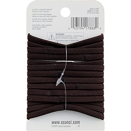 Scunci No-Damage Comfortable Black Hair Ties, Flat Design All-Day Hold, 14-Pieces per Pack (3-Packs)