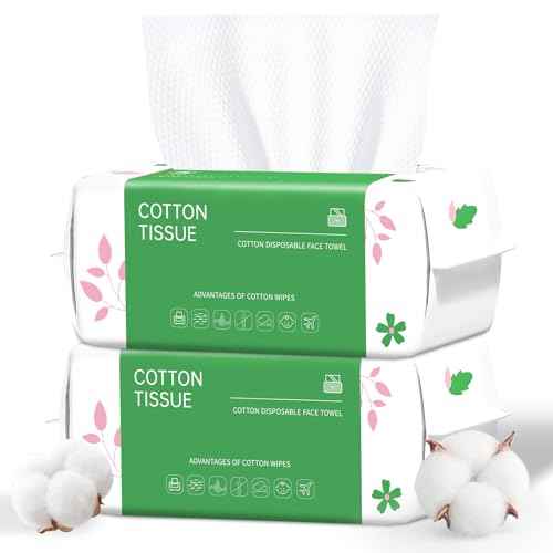 Disposable Face Towel, 200 Count Biodegradable Face Towels, for Washing Soft Cotton Dry Wipes Facial Cloths Towelettes for Washing and Drying, Facial Tissue for Cleansing