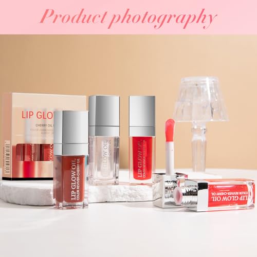 3Pcs Plumping Lip Oil, Lip Glow Oil Tinted Lip Balm Lip Care, Long Lasting Nourishing, Transparent Toot Lip Oil Repairing Lip Lines and Prevents Dry Cracked Lip Plumper (Lip Gloss- C Set)
