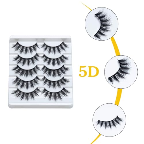 3D Faux Mink False Eyelashes - 5 Pairs, Black