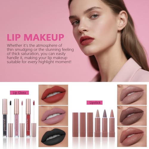 Pomcral 20 Color Makeup Kit for Women Teens Girls with Eyeshadow, Foundation, Lipstick & Brushes