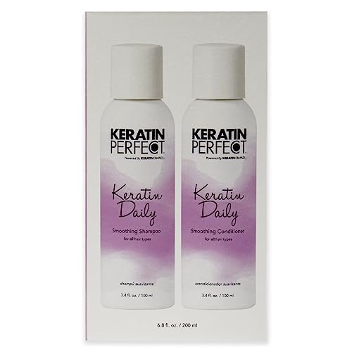 Keratin Perfect - Daily Travel Duo - Shampoo & Conditoner - Smooth glossy hair - Anti - Frizz - Prolongs treatment - All Hair Type - sulphate Paraben Free - 3.4 Oz