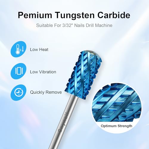 3/32" Large Smooth Barrel Nail Drill Bit - Tungsten Carbide for Gel & Acrylic Removal