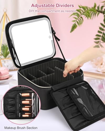 Relavel LED Makeup Bag with Personalized Initial Mirror