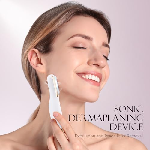 Sonic Dermaplaning Tool - Electric Facial Hair Remover with 8 Blades