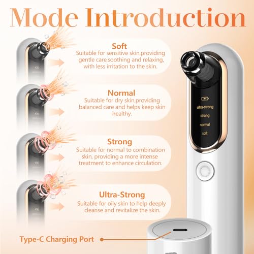 Yccu Blackhead Remover Vacuum with 4 Modes & 5 Heads