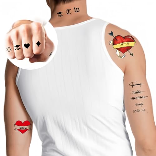 White Trash Temporary Tattoos for Adults ? Funny Fake Tattoos for Halloween & Costume Parties ? Hillbilly, Trashy Party Attire ? Easy to Apply, Waterproof & Long-Lasting (9 Sheets)