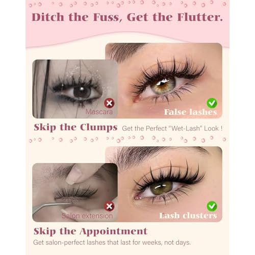 Calphdiar Bottom Lashes Naturtal 5-7MM Bottom Eyelash Clusters Clear Band Lower Individual Lashe CC Curl Cluster Eyelash Extensions Pre-Mapped Lash Clusters for Everyday Looks Easy to Use