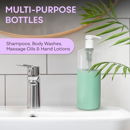 BRIGHTFROM 32 oz Pump Bottles, BPA-Free Shampoo Dispensers, 2 Pack